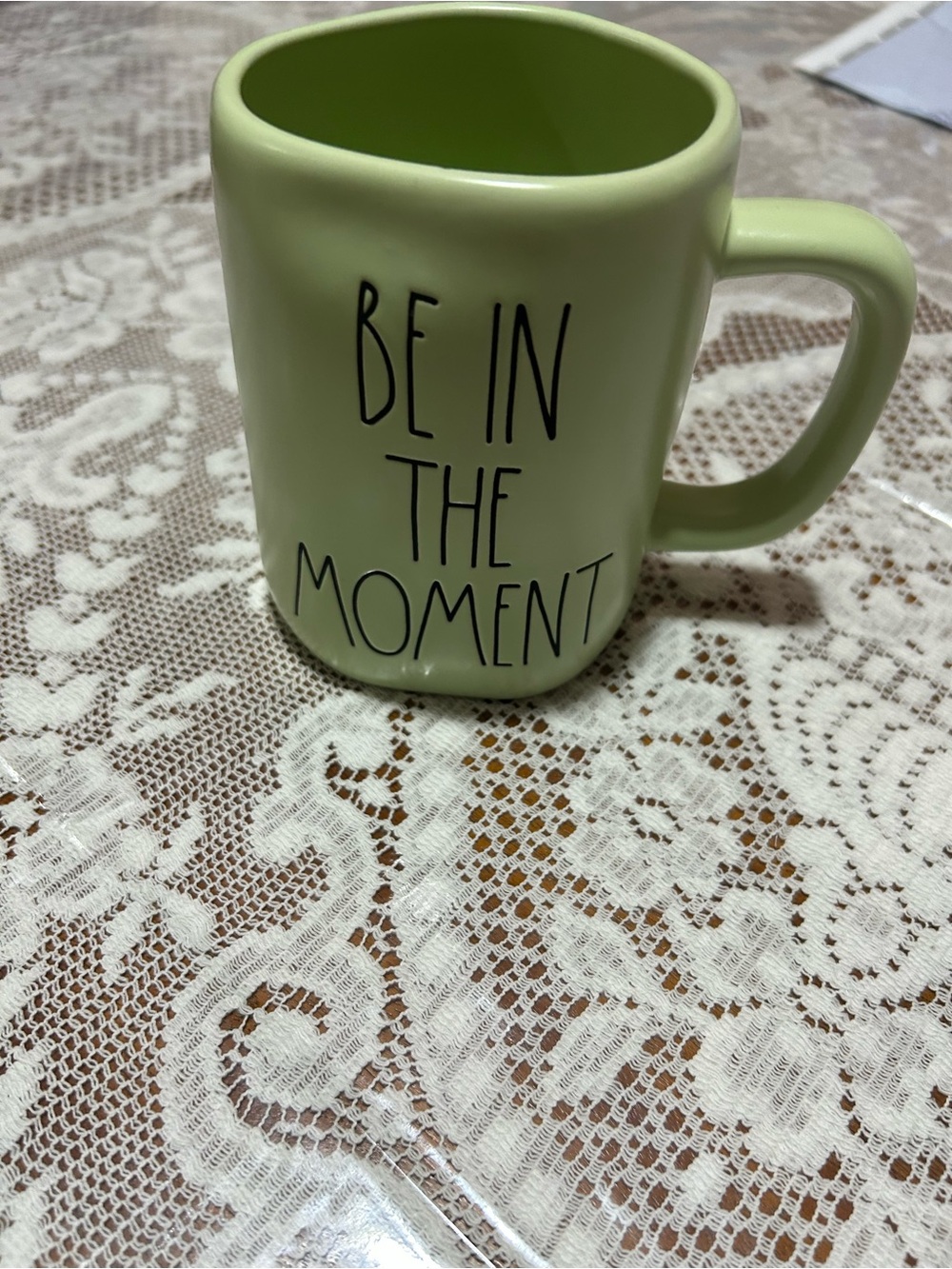 Rae Dunn Lime Green 'Be In The Moment' Ceramic Mug